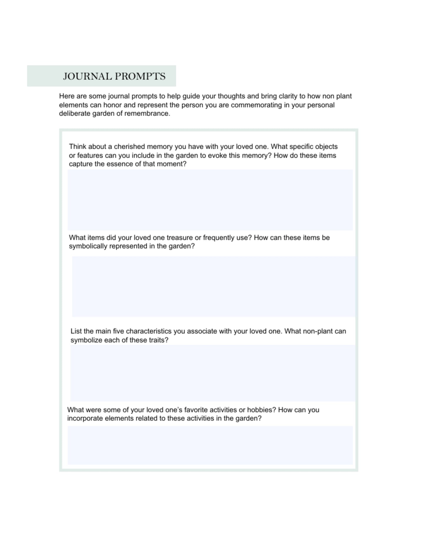 Deliberate Remembrance Garden Workbook