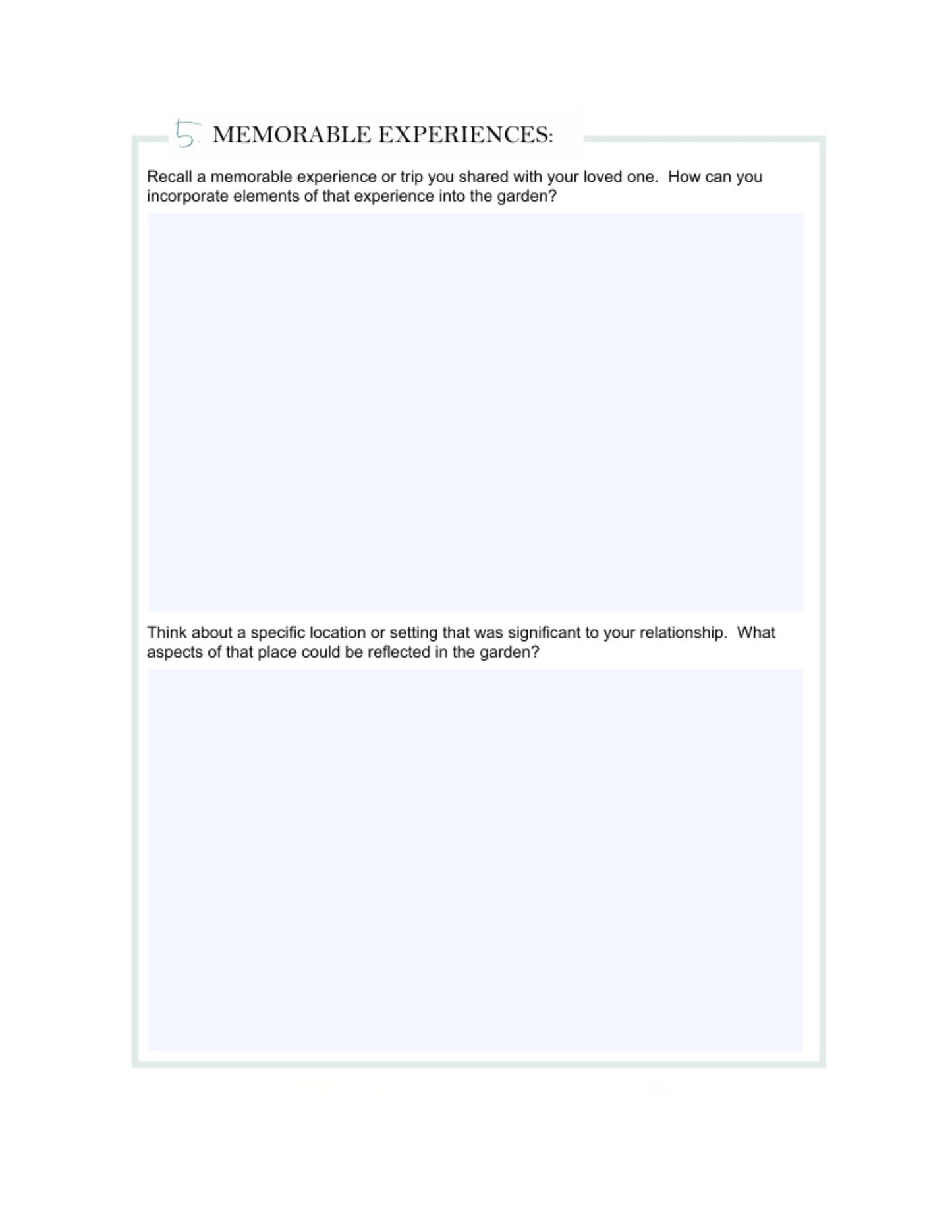 Deliberate Remembrance Garden Workbook